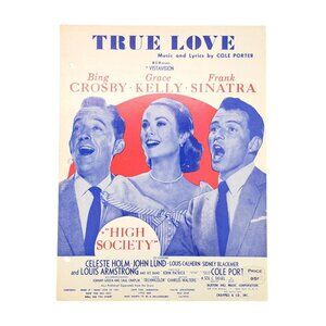 Vintage True Love Sheet Music High Society Bing Crosby Sinatra Cole Porter 1956